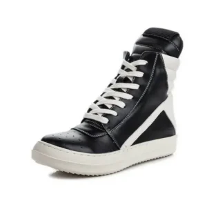 Fashionpared Women Fashion Casual Black White Inverted Triangle High Top Shoes