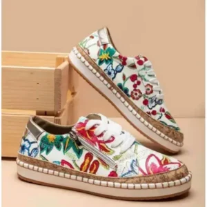 Fashionpared Women Fashion Color Matching Ethnic Style Printed Sneakers