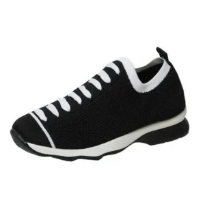 Fashionpared Women Fashion Color Block Fly Knit Round Toe Slip On Sneakers