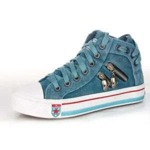 Fashionpared Women Fashion Zipper Metal Skull Decoration Sneakers