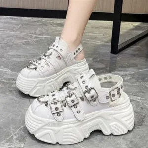 Fashionpared Women Fashion Platform Solid Color Sneakers