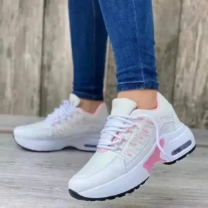 Fashionpared Women Fashion Round Toe Lace Up Mesh Breathable Sneakers